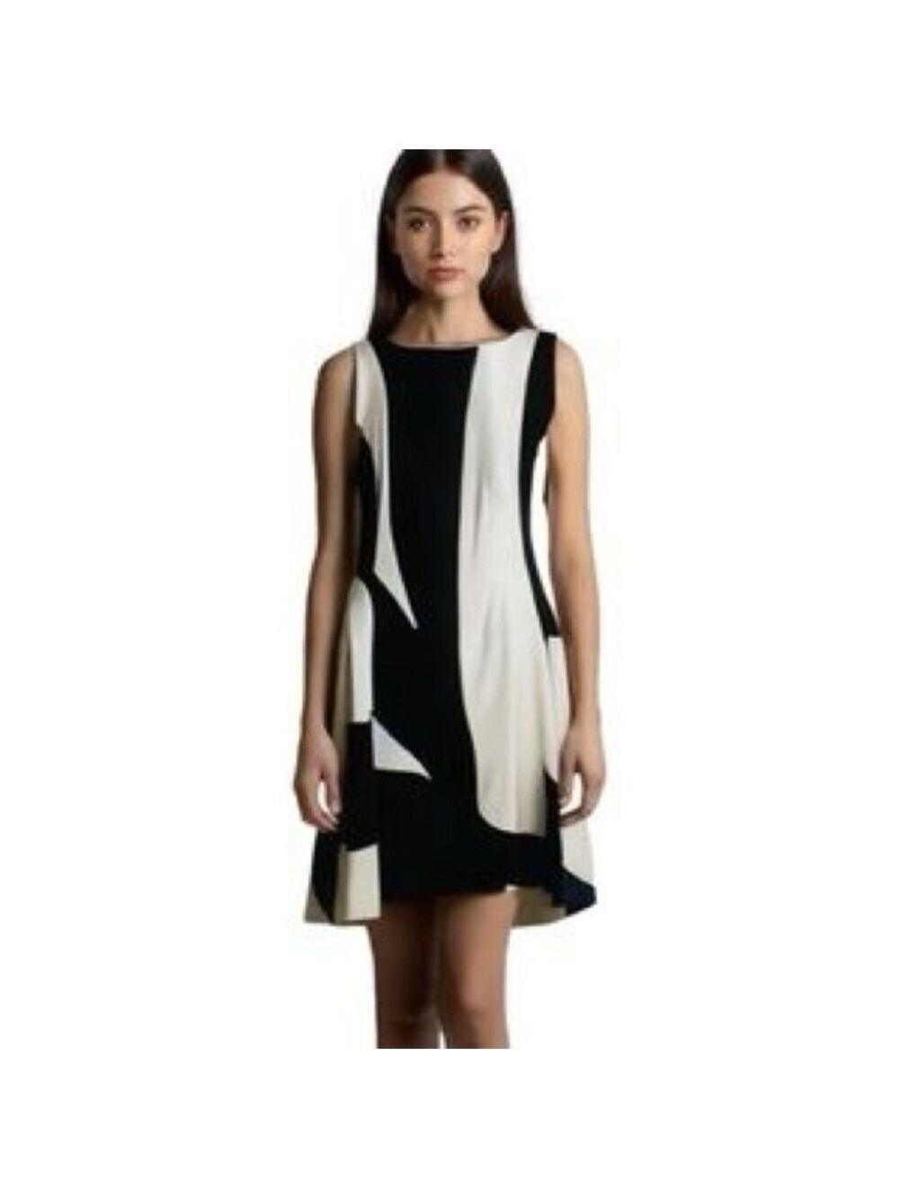 Banana Republic Petite A Line Dress Black Cream Size 8